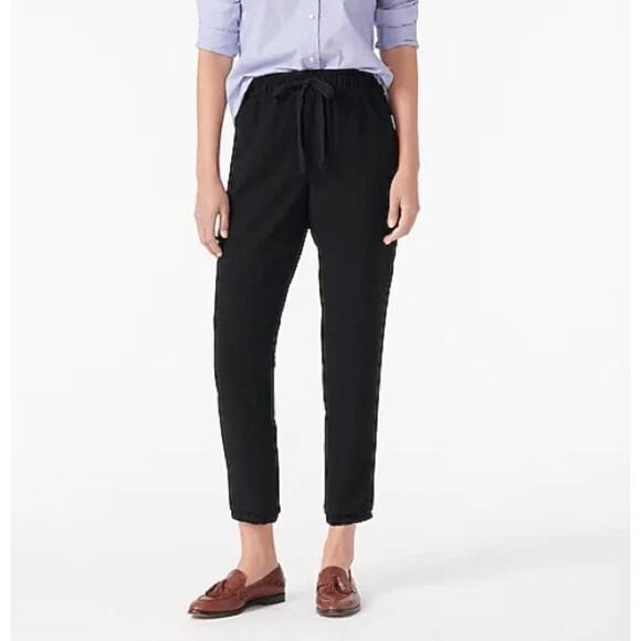 J Crew Jogger Pant Womens‎ 365 Crepe Black Size 4 Cropped Drawstring Pull On - Picture 1 of 7